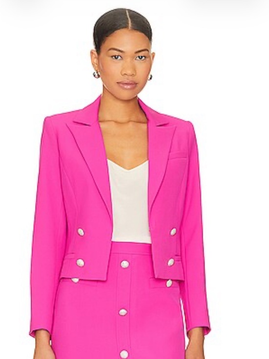 Generation Love Jackets & Blazers - Generation Love Hot Pink Cropped Double-Breasted Blazer